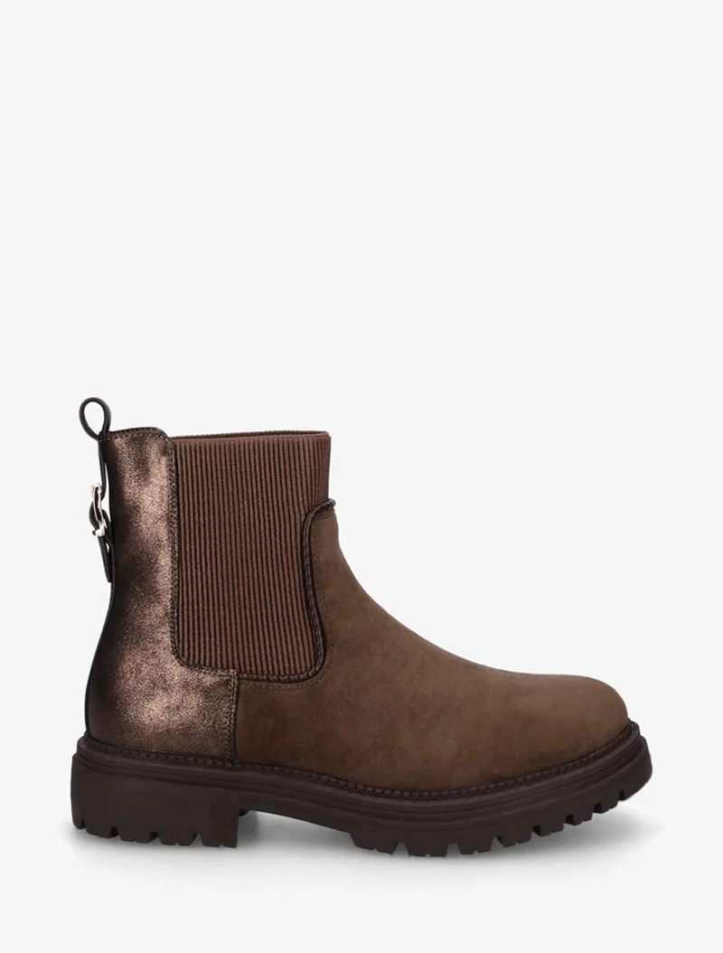 Bottines chelsea suédine contrefort irisé - Marron