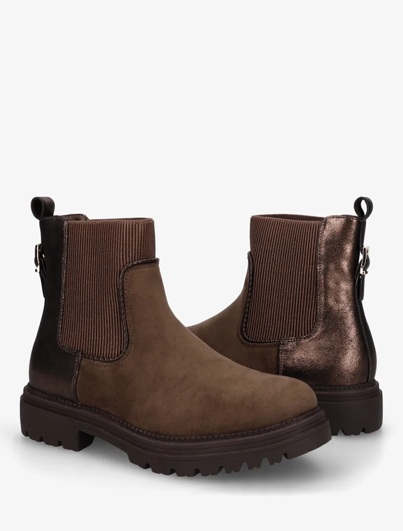 Bottines chelsea suédine contrefort irisé - Marron