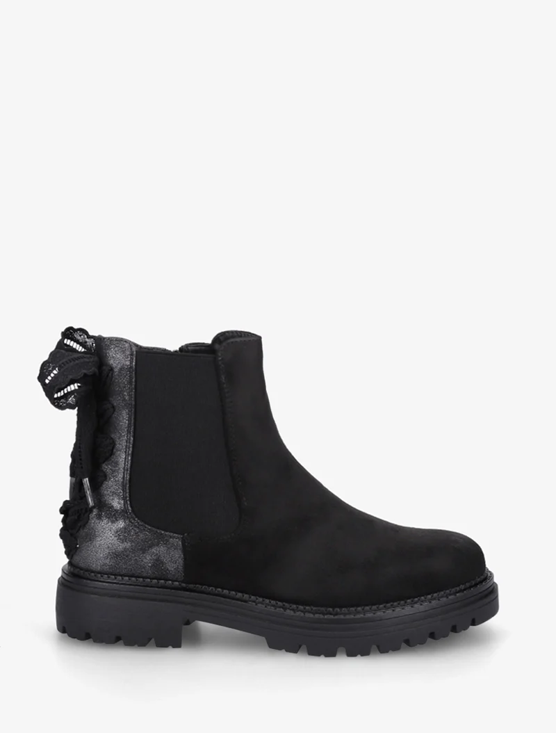 Bottines à contrefort irisé et detail lacet en crochet - Noir