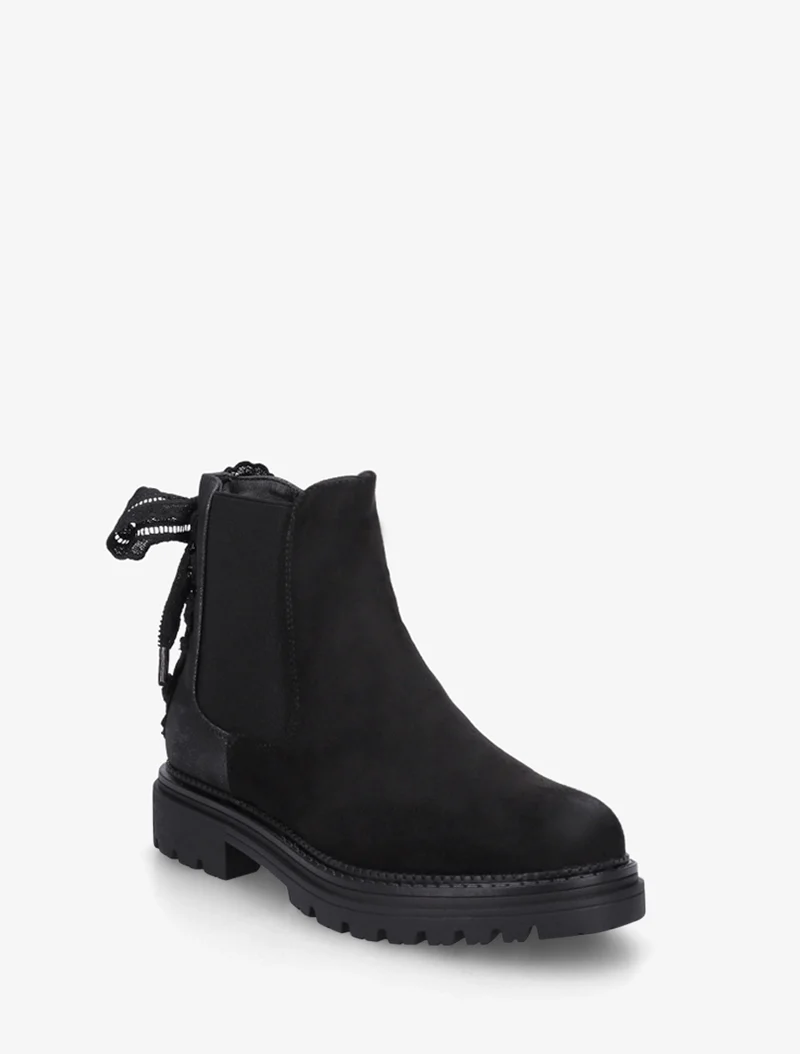 Bottines à contrefort irisé et detail lacet en crochet - Noir