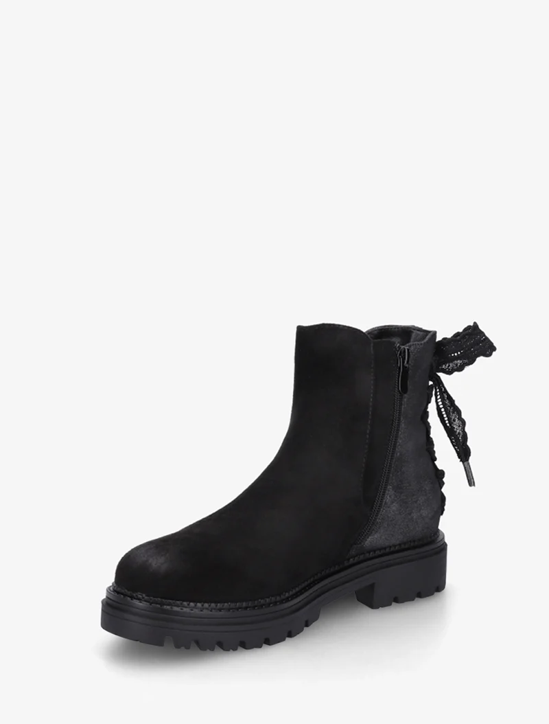 Bottines à contrefort irisé et detail lacet en crochet - Noir