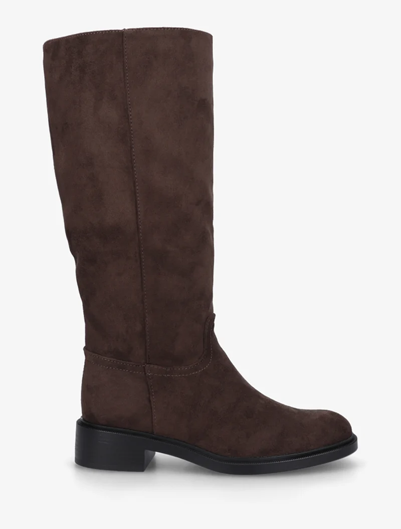 Bottes surpiqûres apparentes en suédine - Chocolat