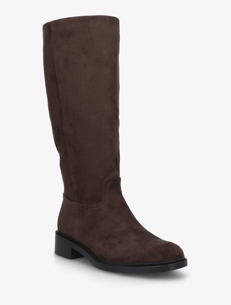 Bottes surpiqûres apparentes en suédine - Chocolat