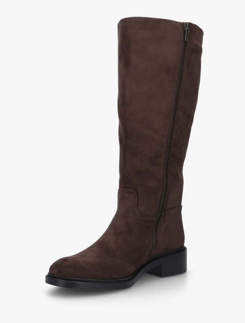 Bottes surpiqûres apparentes en suédine - Chocolat