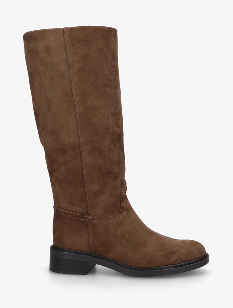 Bottes surpiqûres apparentes en suédine - Marron