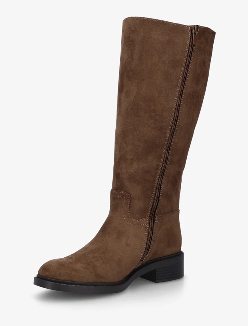 Bottes surpiqûres apparentes en suédine - Marron