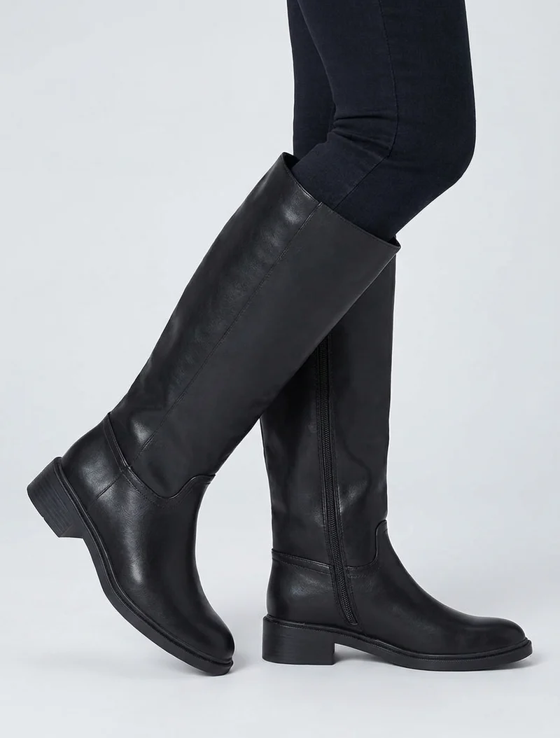 Bottes surpiqûres apparentes en simili - Noir