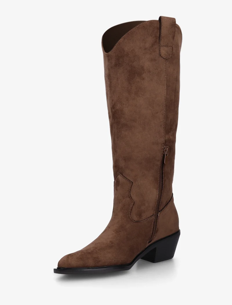 Bottes en suédine style santiags - Marron