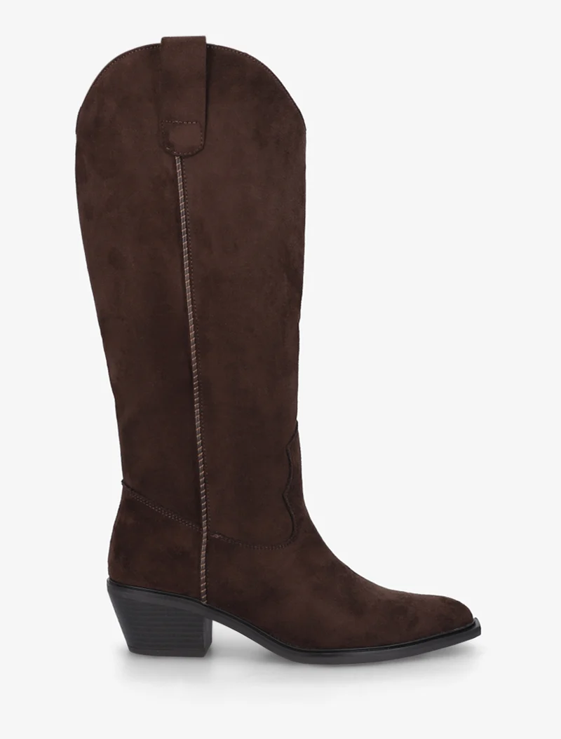 Bottes en suédine style santiags - Chocolat