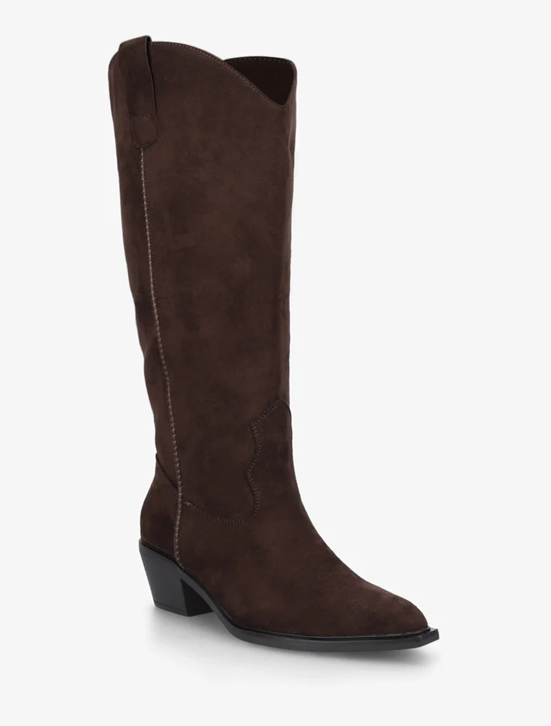 Bottes en suédine style santiags - Chocolat