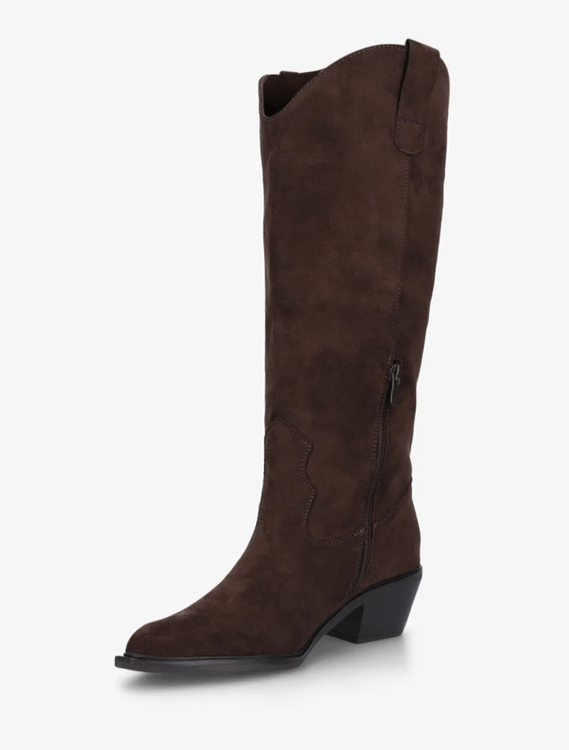 Bottes en suédine style santiags - Chocolat