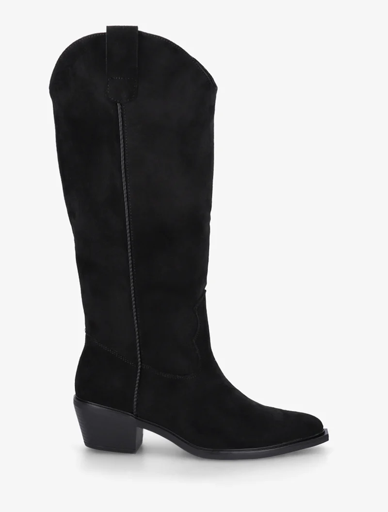 Bottes en suédine style santiags - Noir