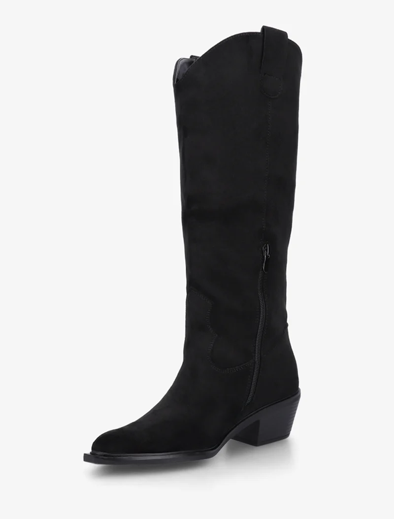 Bottes en suédine style santiags - Noir