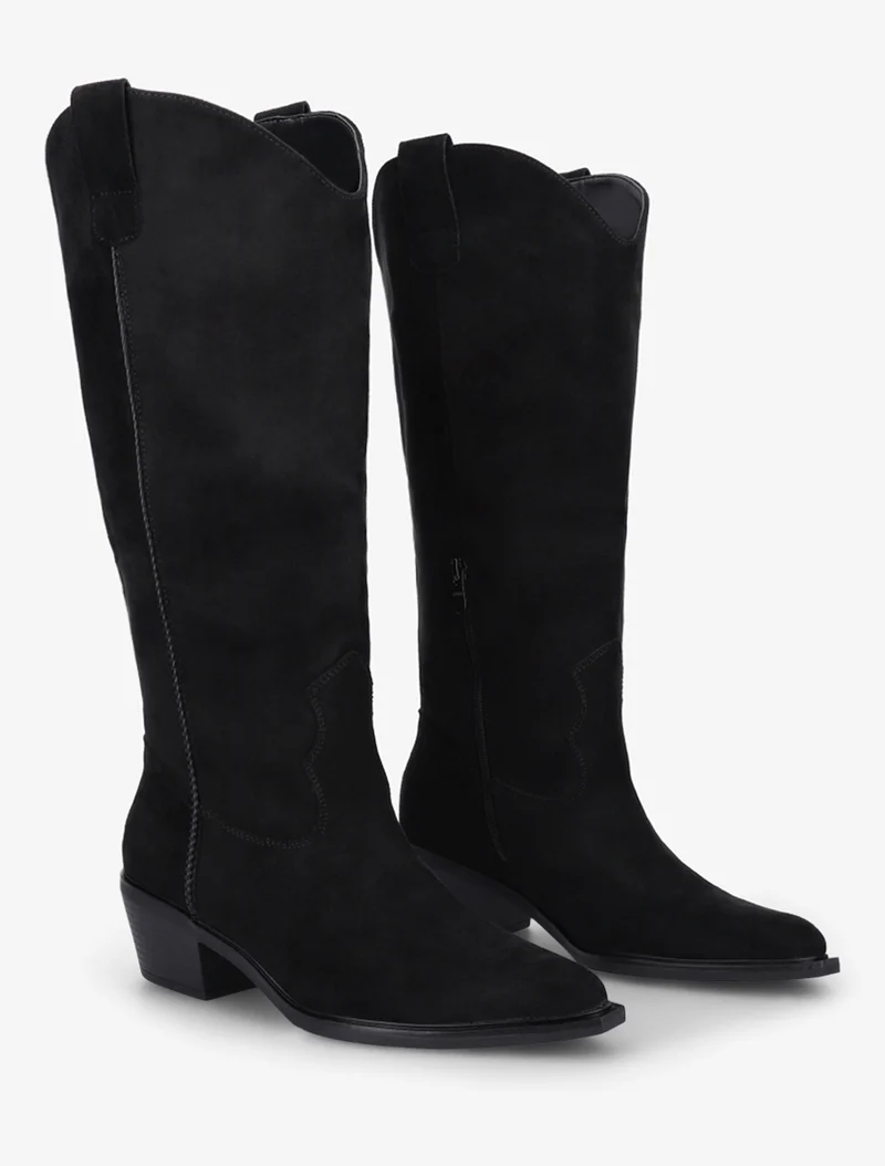 Bottes en suédine style santiags - Noir