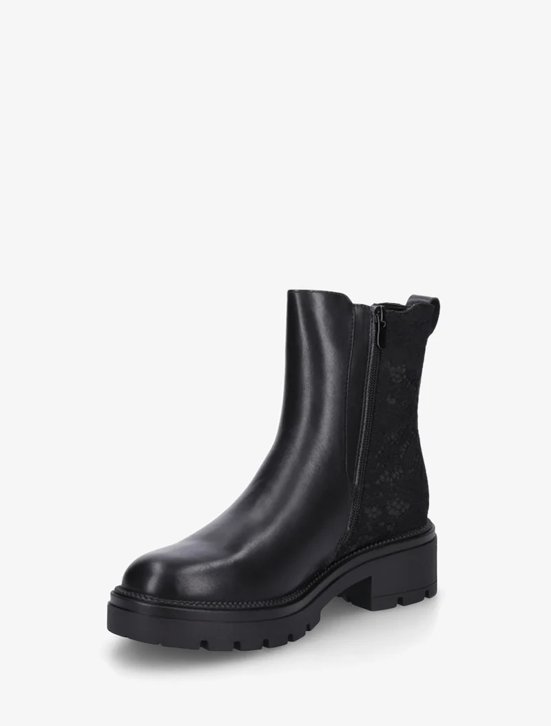 Bottines élastiquées à contrefort en dentelle - Noir