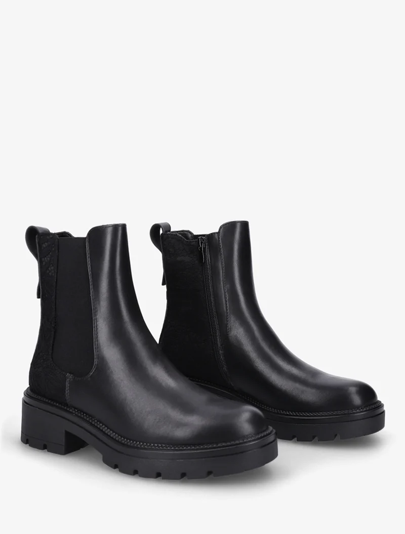 Bottines élastiquées à contrefort en dentelle - Noir