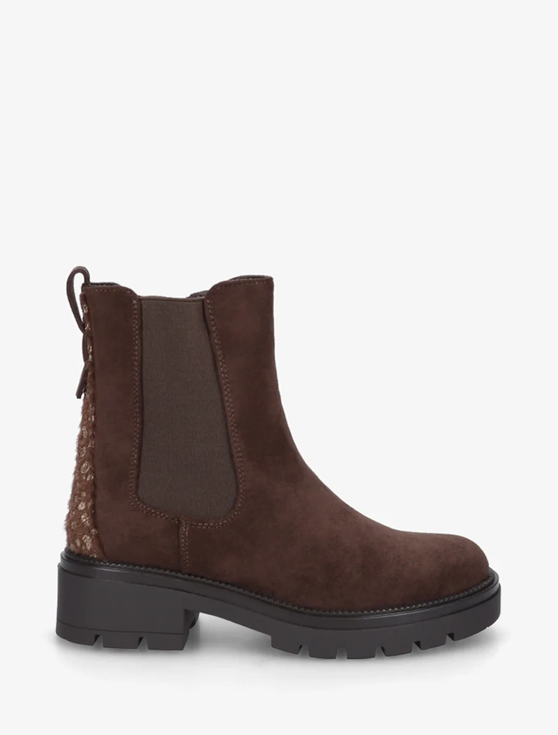Bottines suédine contrefort tacheté - Chocolat