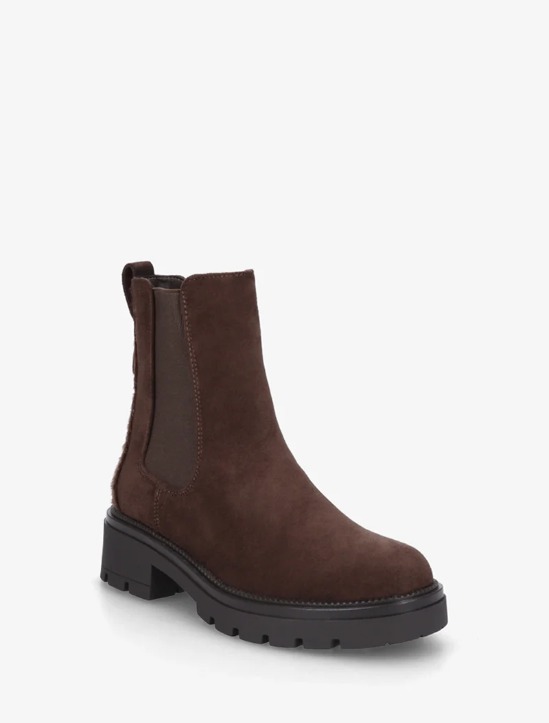 Bottines suédine contrefort tacheté - Chocolat