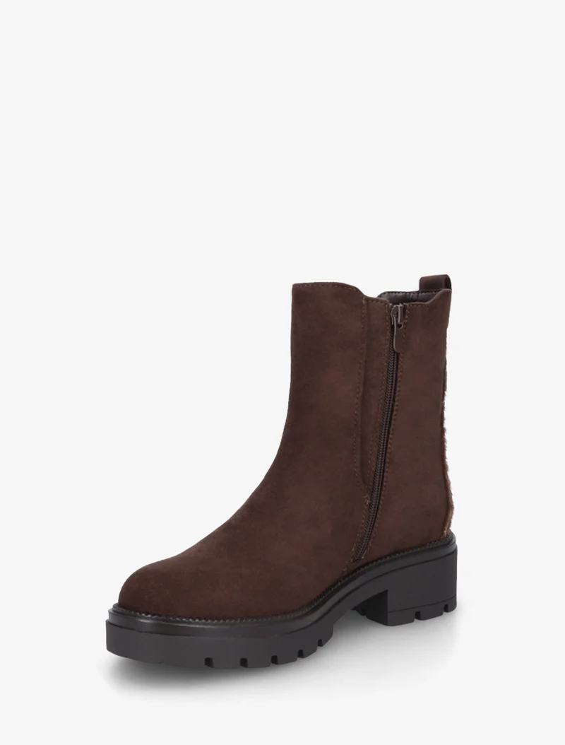 Bottines suédine contrefort tacheté - Chocolat