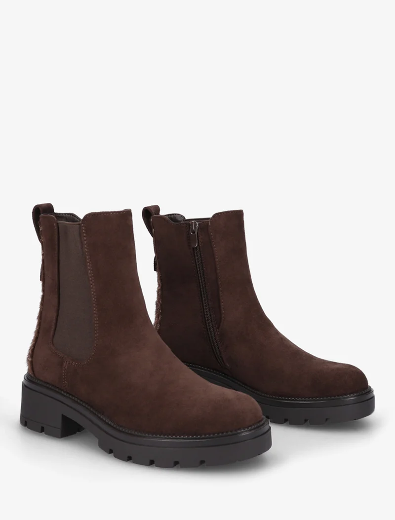 Bottines suédine contrefort tacheté - Chocolat