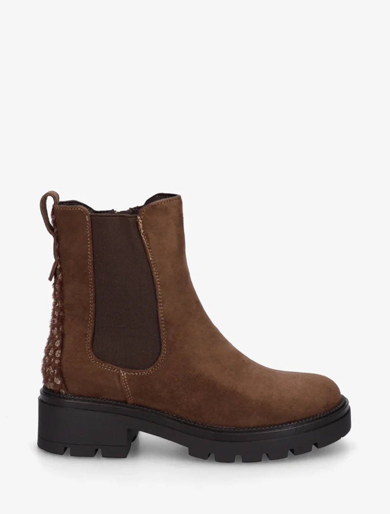 Bottines suédine contrefort tacheté - Marron