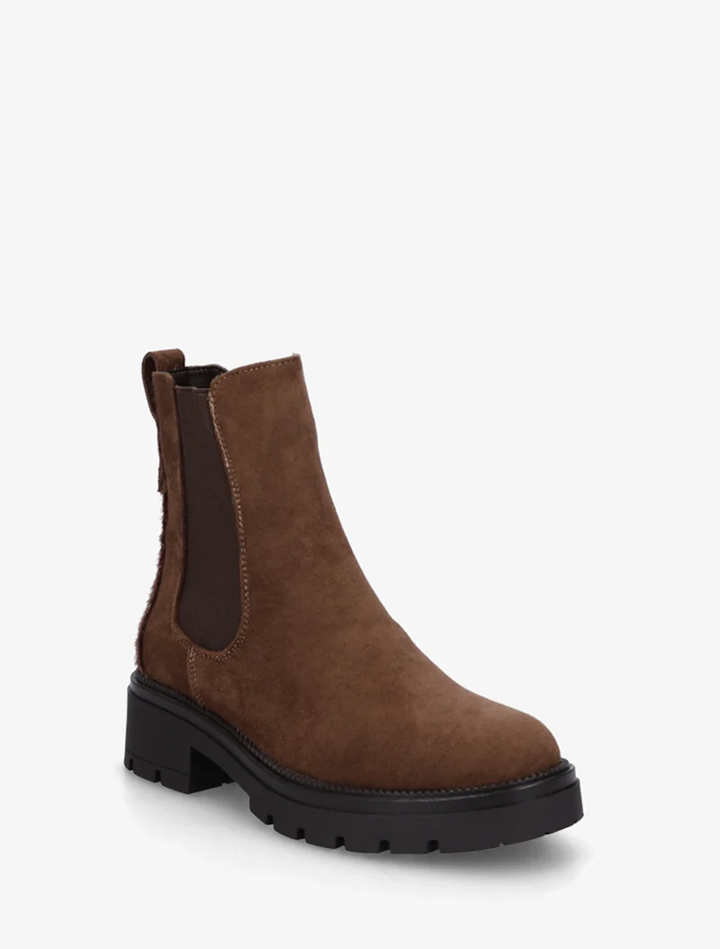 Bottines suédine contrefort tacheté - Marron