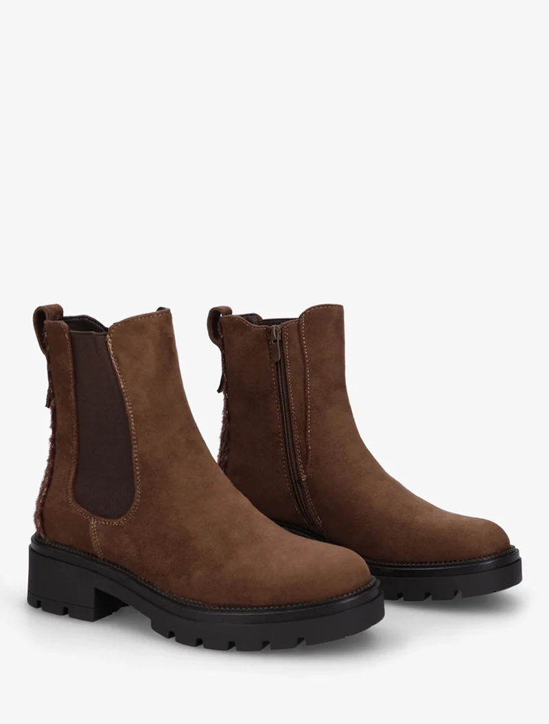 Bottines suédine contrefort tacheté - Marron