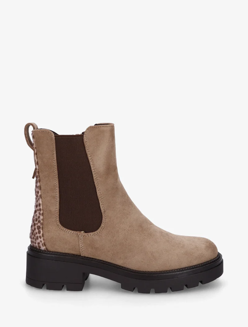Bottines suédine contrefort tacheté - Taupe