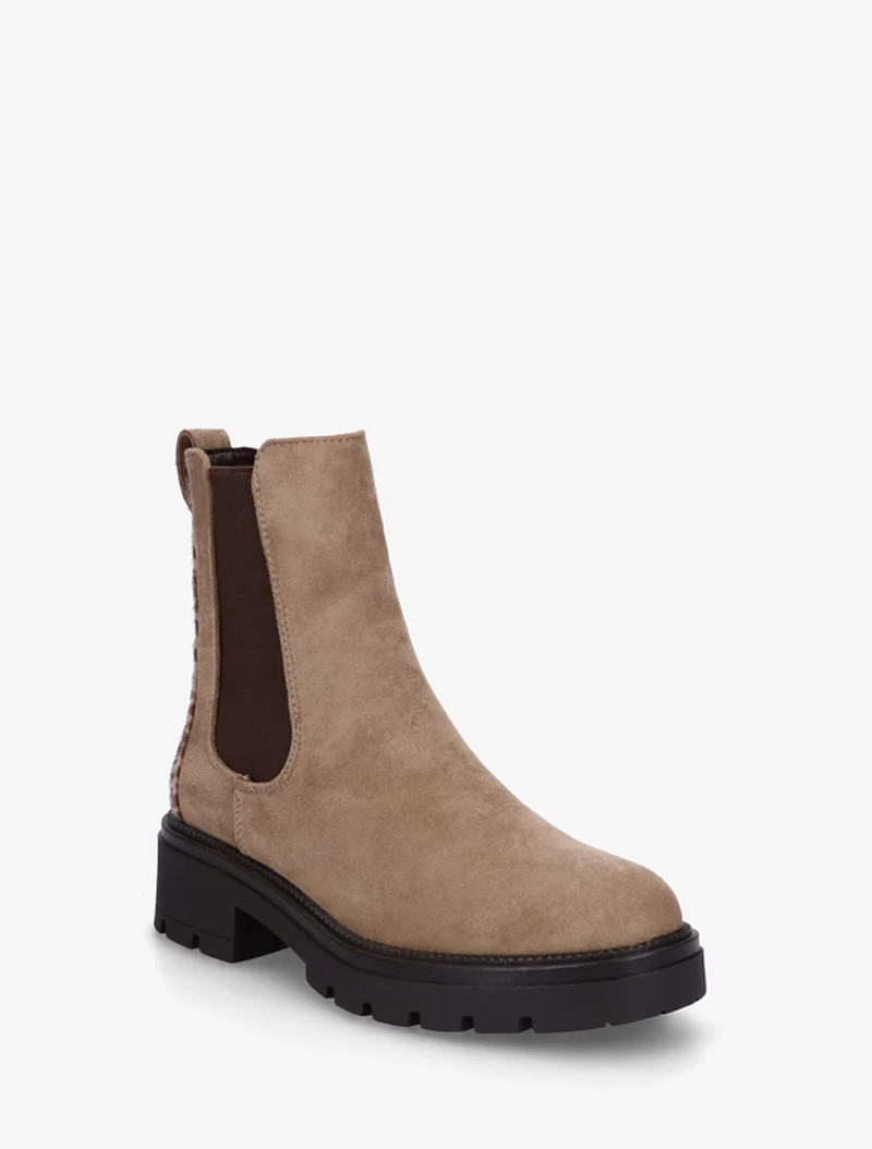 Bottines suédine contrefort tacheté - Taupe