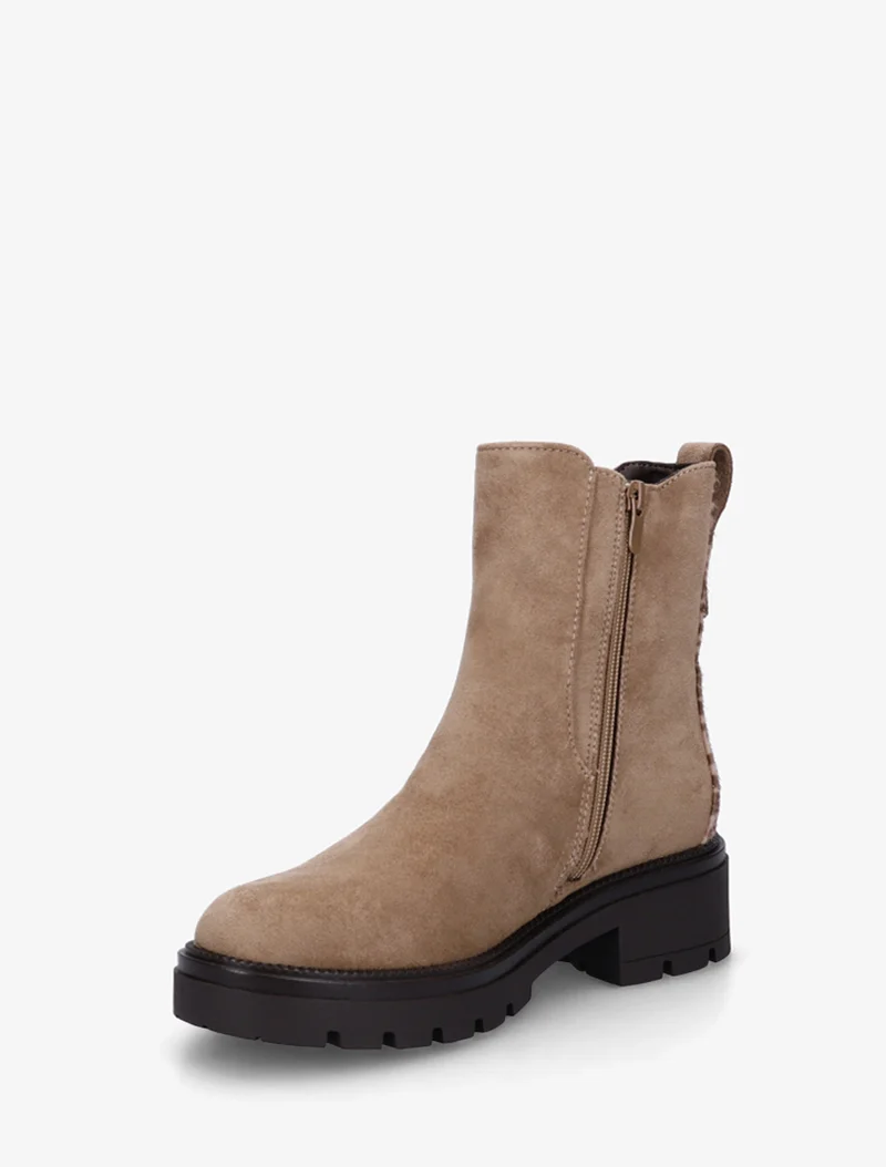Bottines suédine contrefort tacheté - Taupe
