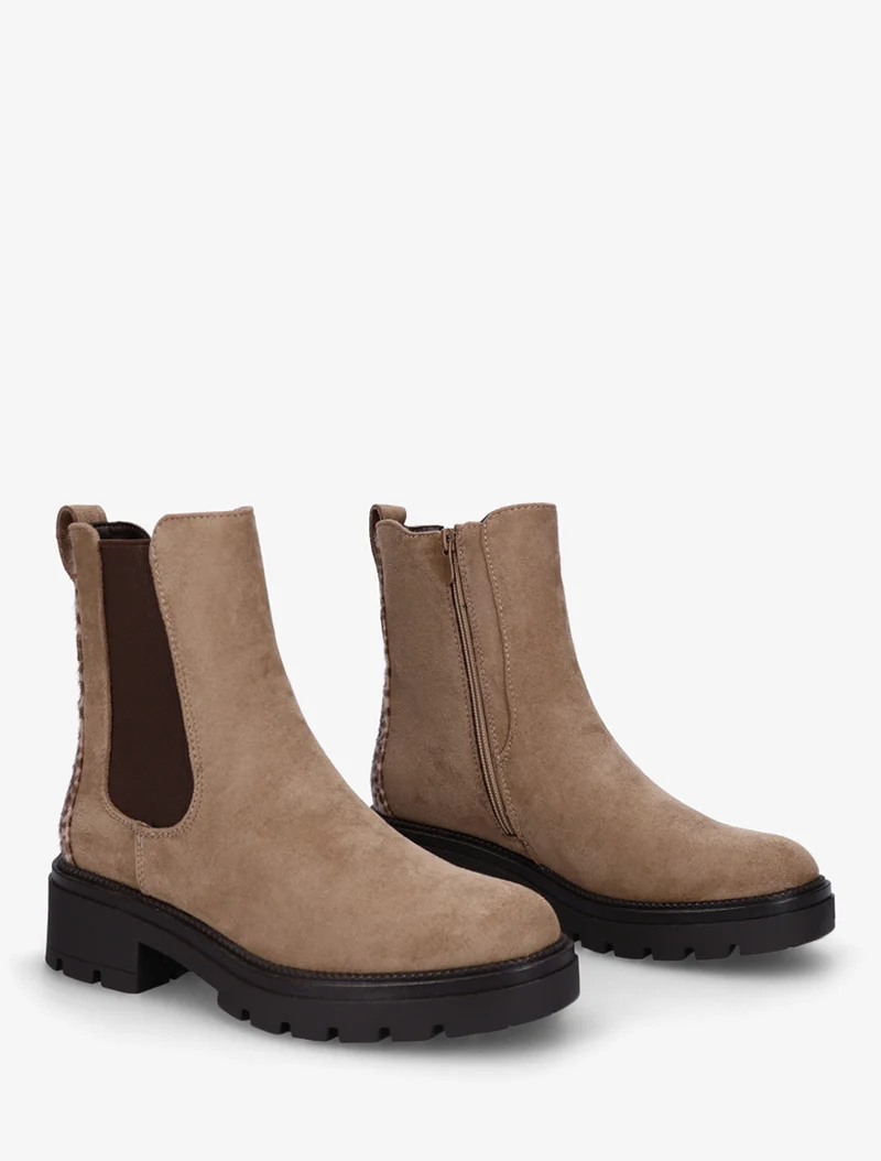 Bottines suédine contrefort tacheté - Taupe
