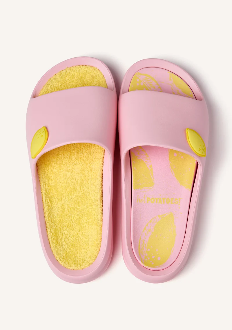 LEMON PRINT SLIDE SANDALS WACONIA