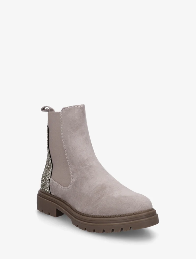 Bottines en suédine à contrefort pailleté - Gris clair