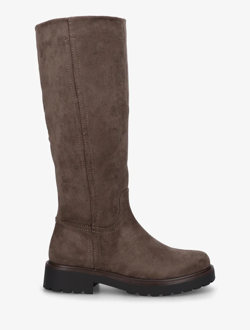 Bottes suédine à semelle crantée - Taupe foncé