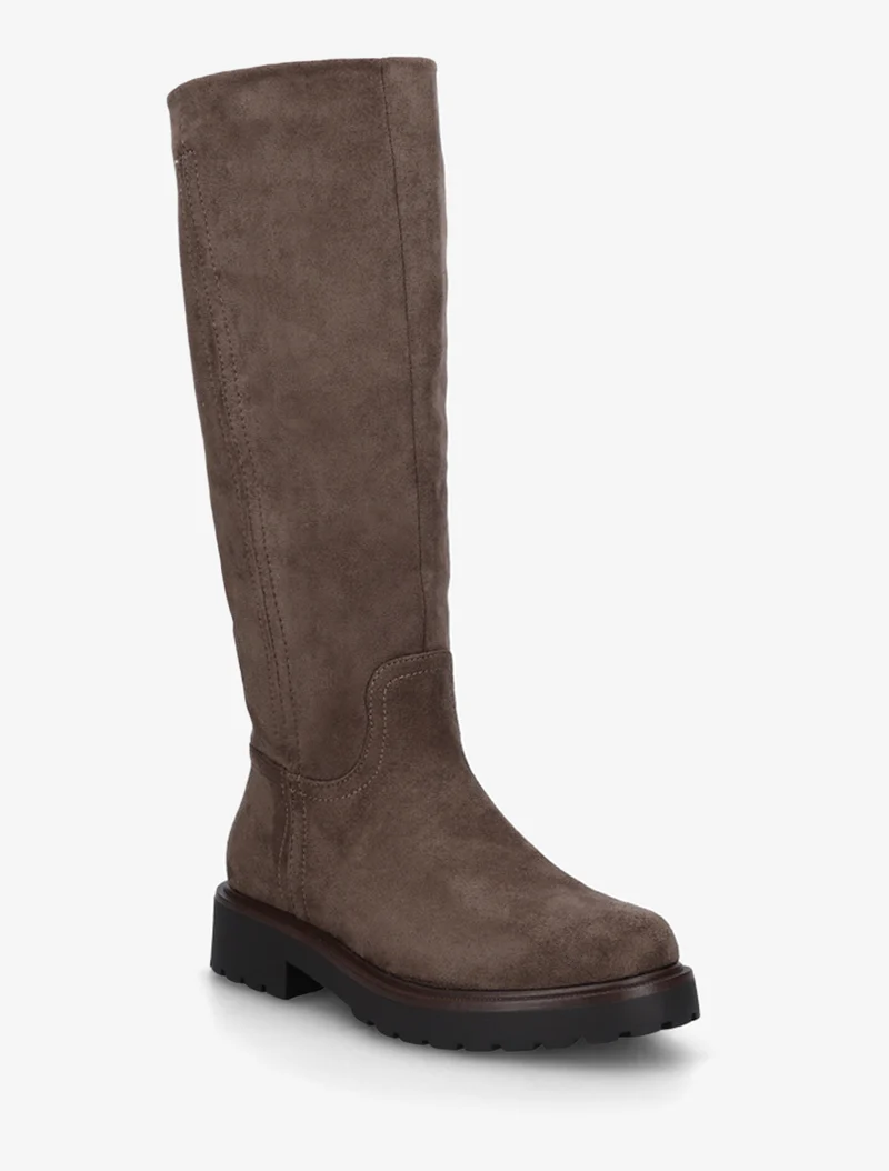 Bottes suédine à semelle crantée - Taupe foncé
