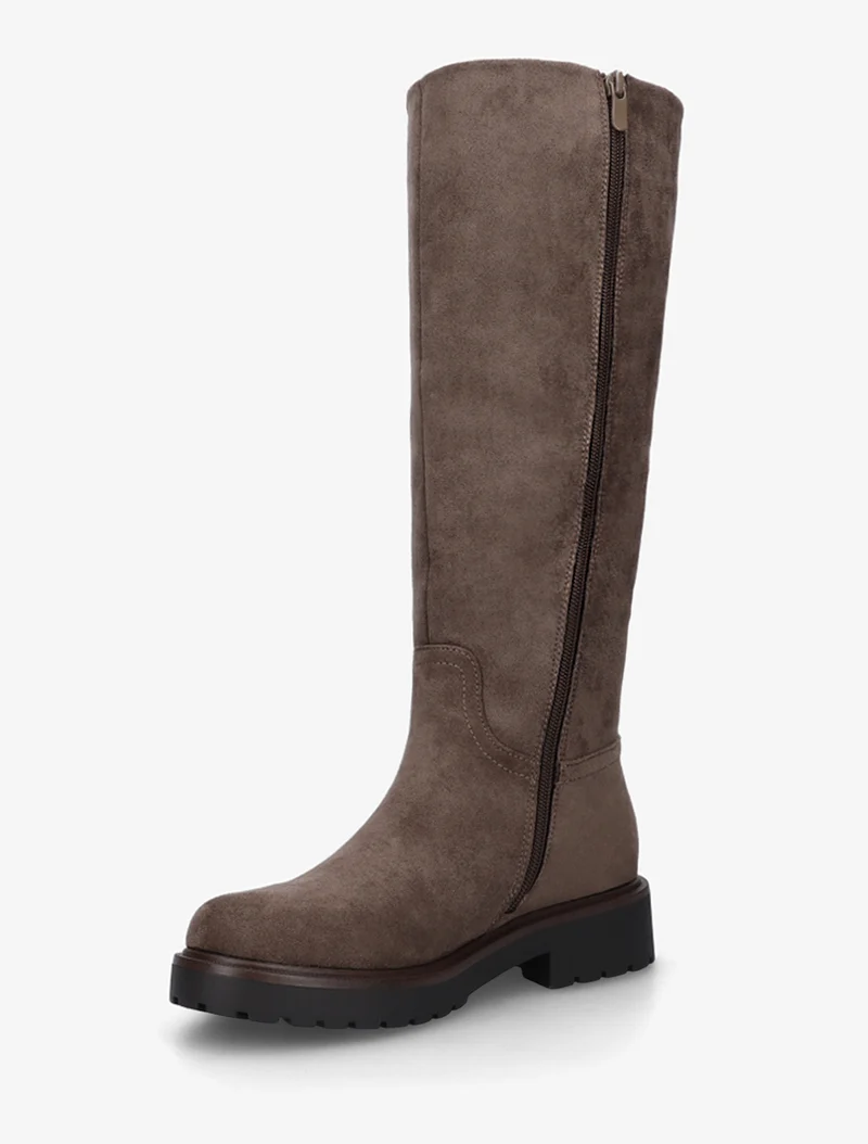 Bottes suédine à semelle crantée - Taupe foncé