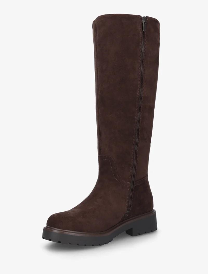 Bottes suédine à semelle crantée - Marron