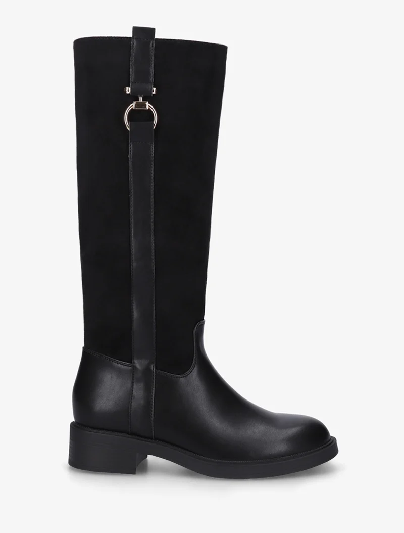 Bottes cavalières bi-matière à boucle - Noir
