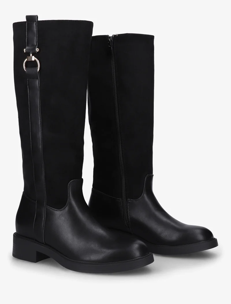 Bottes cavalières bi-matière à boucle - Noir