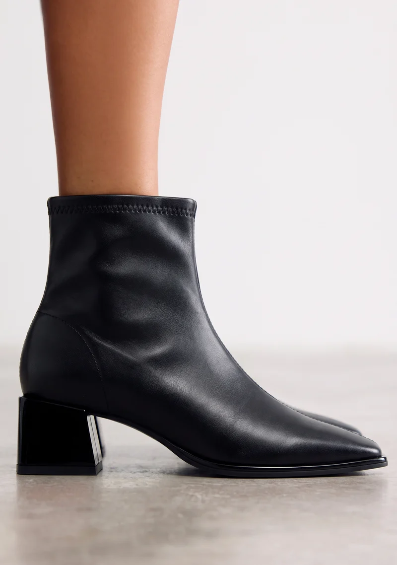 BLACK ELASTIC ANKLE BOOTS