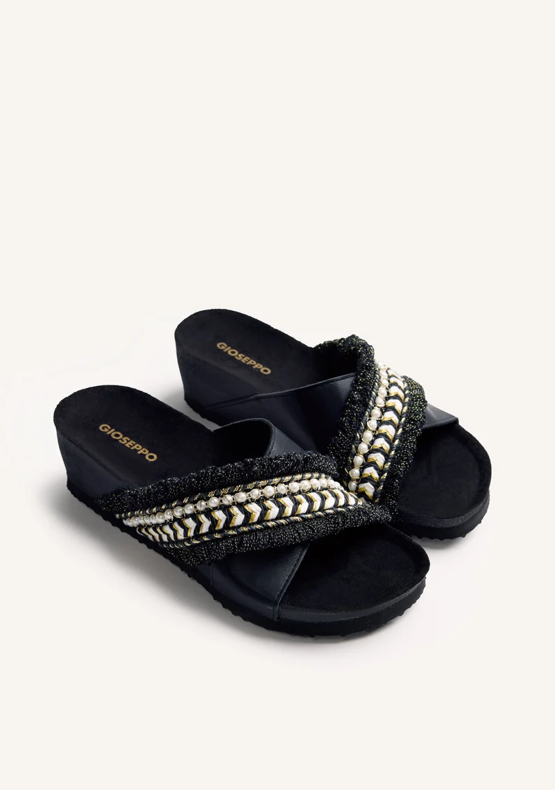 BEADED BIO WEDGE SANDALS WADENA