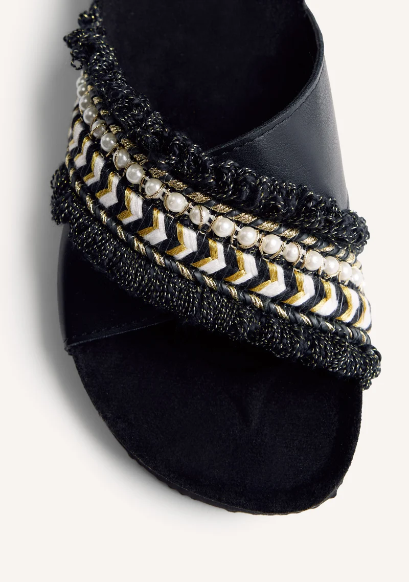 BEADED BIO WEDGE SANDALS WADENA