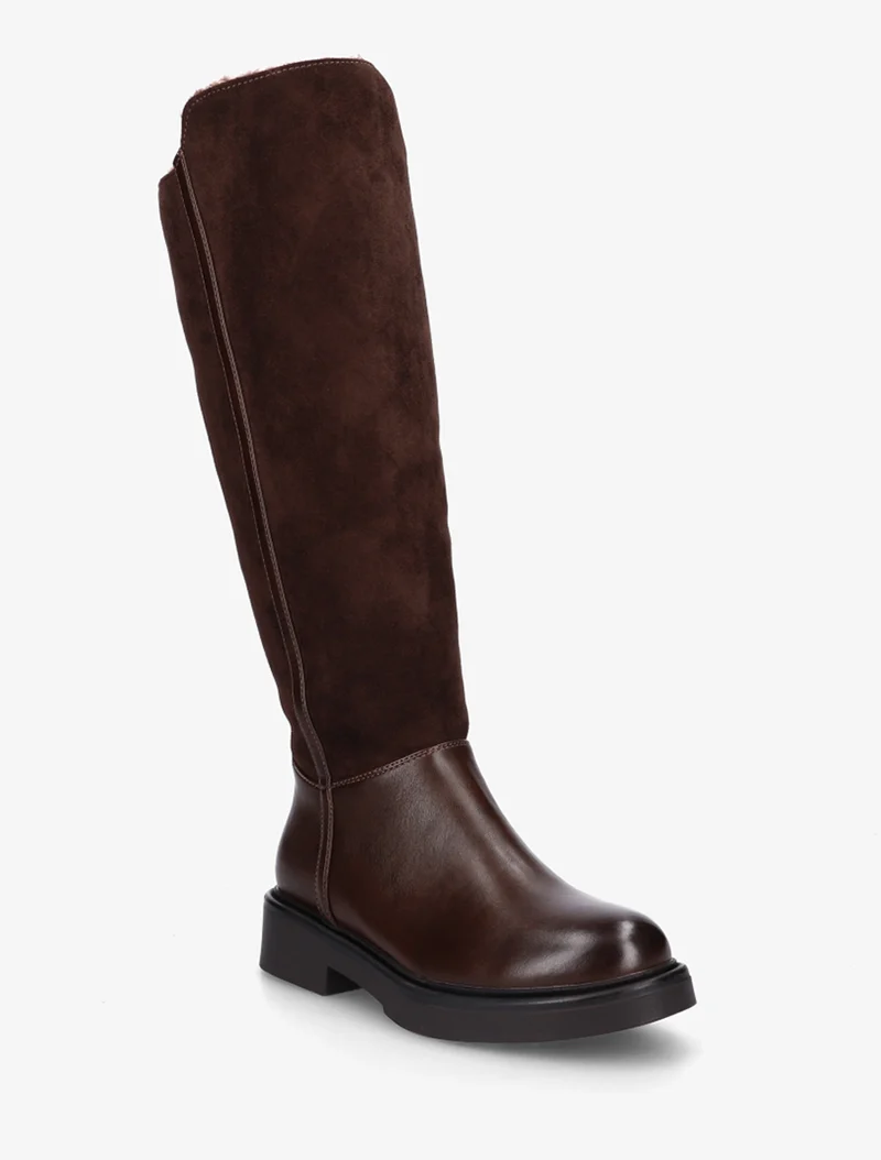 Bottes fourrées en suédine et simili - Marron