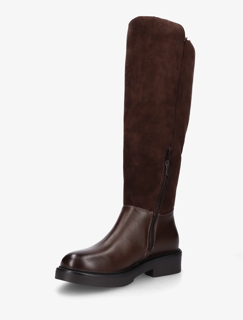 Bottes fourrées en suédine et simili - Marron