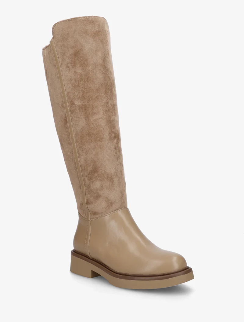 Bottes fourrées en suédine et simili - Taupe