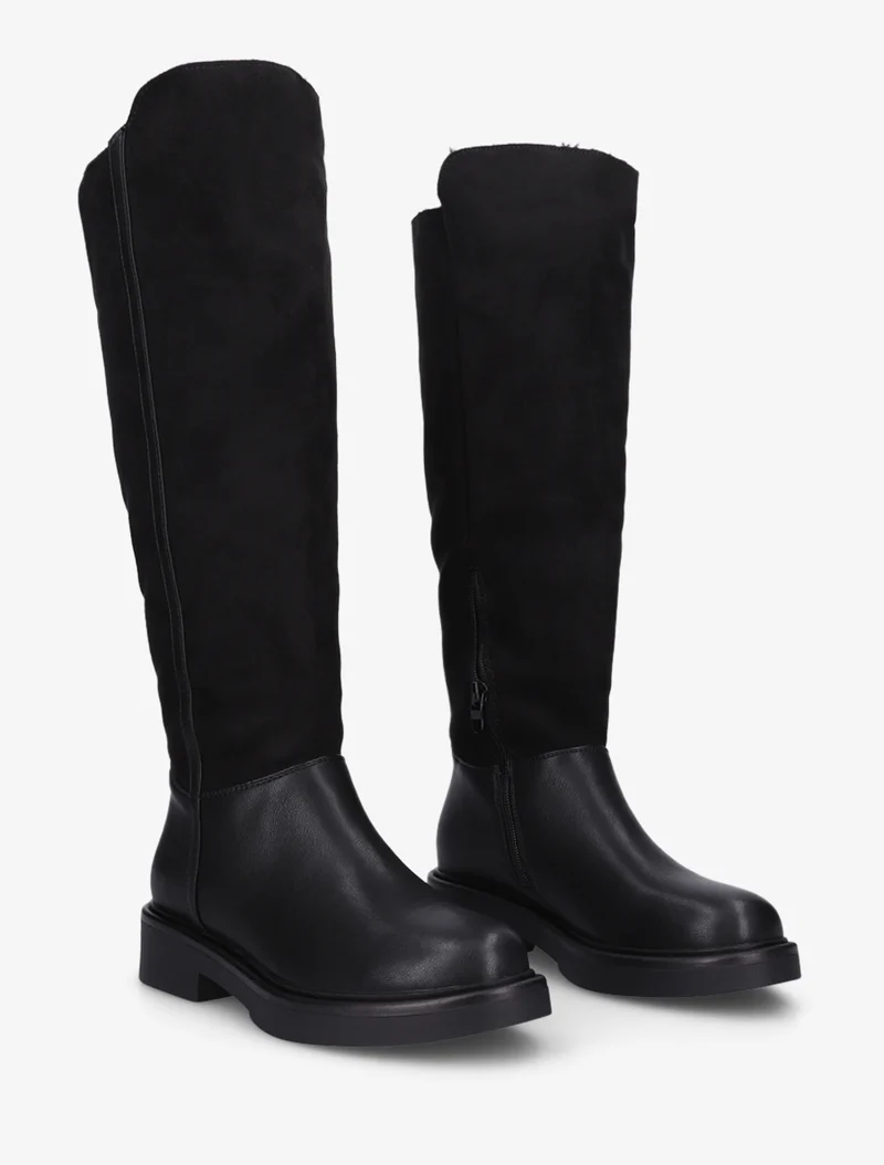 Bottes fourrées en suédine et simili - Noir