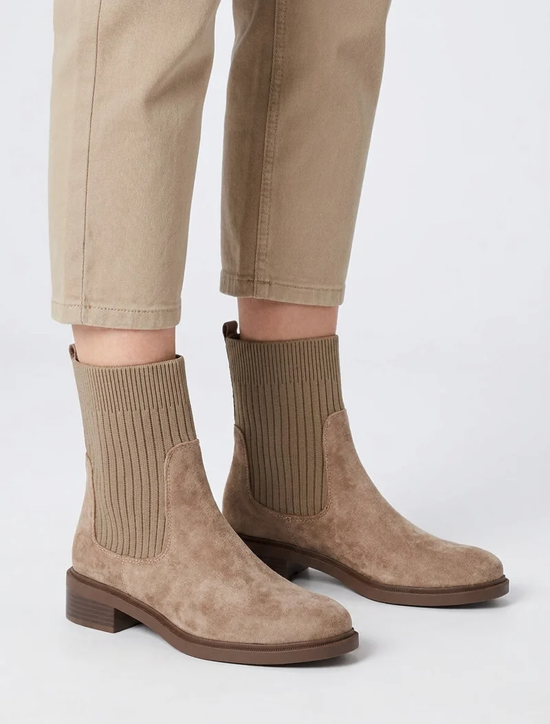 Bottines style chaussettes - Taupe
