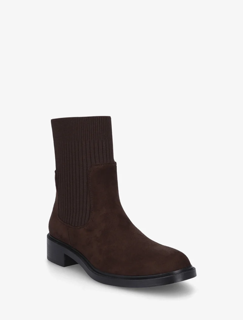 Bottines style chaussettes - Marron