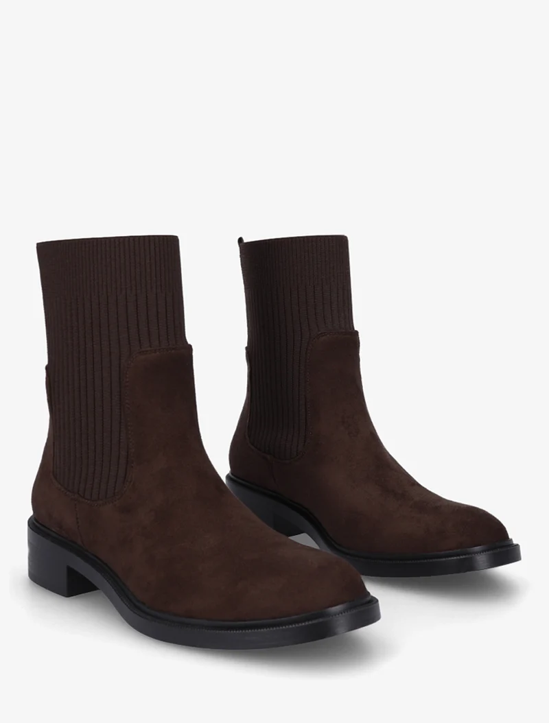 Bottines style chaussettes - Marron