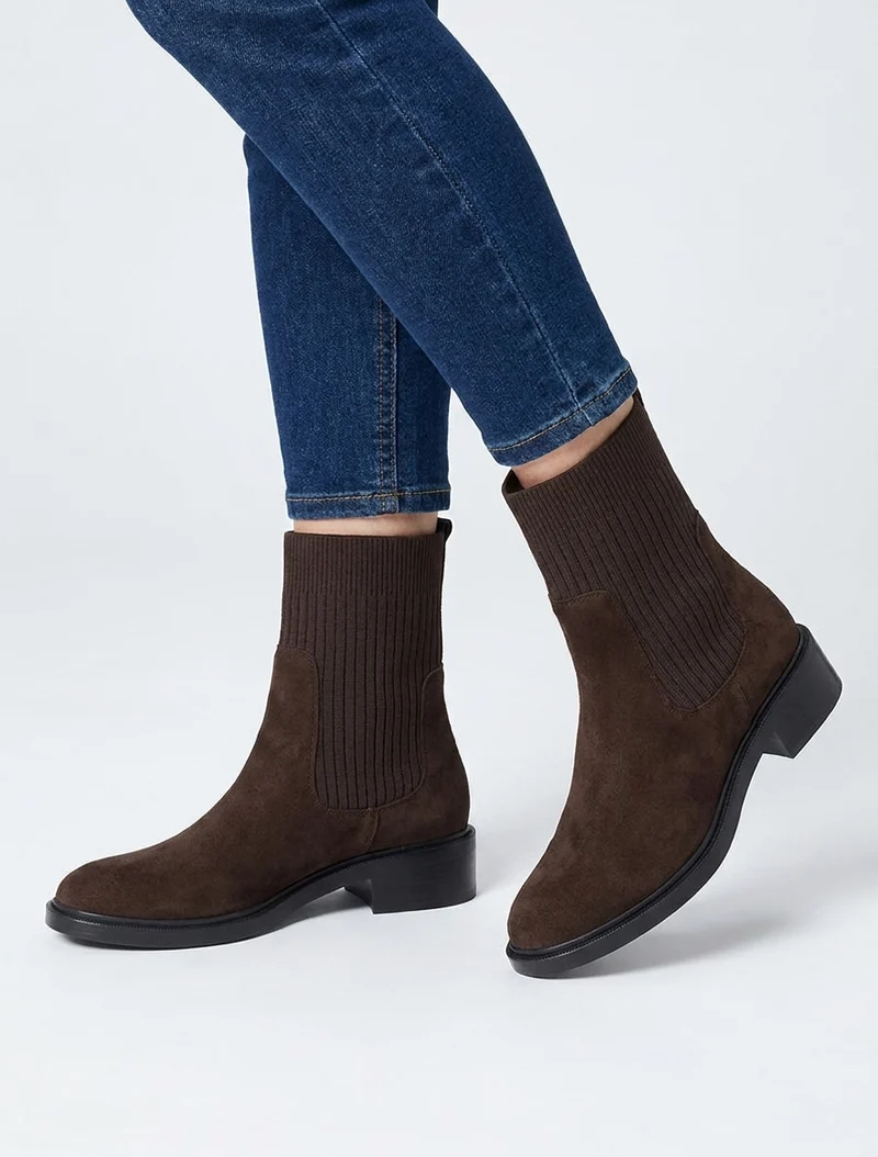 Bottines style chaussettes - Marron